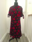 New Look Black & Red Floral Short Sleeved Dress Size 12 New-No Tags