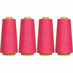 4 BIG CONES HOT PINK SEWING THREAD 2750 YD TEX 27 40S/2-THREADART - Picture 1 of 8
