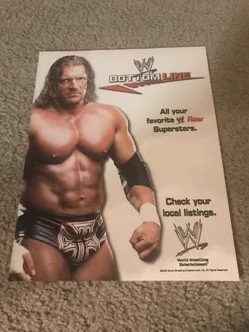 Vintage 2002 WWE BOTTOMLINE TV SHOW Poster Print Ad TRIPLE H WWF Cover