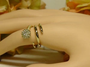 Alexis Bittar Gold Miss Havisham Encrusted Sphere Coil Cocktail Ring. Sz 7.*NEW* - Picture 1 of 11