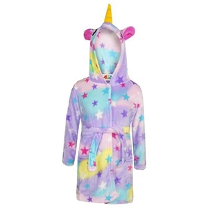A2Z 4 Kids Super Soft 3D Animal Unicorn Star Print Hooded Bathrobe Dressing Gown - Picture 1 of 7