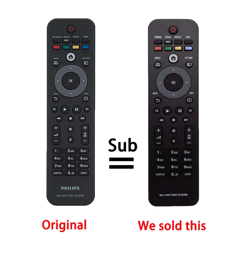 Philips Blu-ray DVD Replace Remote BDP2105/F BDP2105/F7 BDP2180/F8 BDP2185/F7 - Image 1 of 4