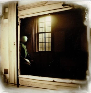 Espejo de Halloween imagen aterradora de fantasmas de casa embrujada 4x4 foto brillante - Imagen 1 de 1
