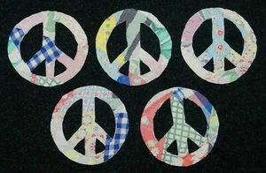 5 PRIMITIVE ANTIQUE CUTTER QUILT PEACE SIGNS! WOW!! Scrapbooking! Applique! - Picture 1 of 1