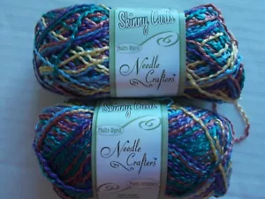 Needle Crafters Skinny Curls yarn, purple/yellow/brown/green, lot of 2 - Picture 1 of 2