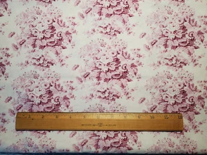 RJR China Cotton Fabric 2+ Yards Red Pink Floral Toile Bouquet Tone on Tone - Picture 1 of 4