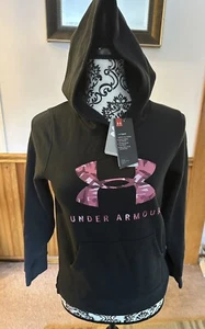 Under Armour Girls' Rival Print Fill Logo Coldgear Hoodie Youth LARGE BNWT $40 - Picture 1 of 9