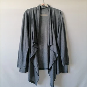 ColdWater Creek Women's Gray Striped Ruffle Open Front Cardigan Sweater Size XL - Picture 1 of 7