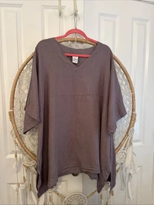 Túnica kimono de lino Match Point de gran tamaño nueva con etiquetas púrpura gris mediana - Imagen 1 de 6