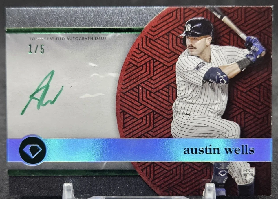 Austin Wells 2024 Topps Diamond Icons White PolychromatINK On-Card Auto RC # /5 - Image 1 of 2