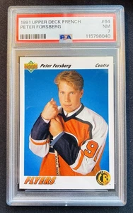 91-92 UPPER DECK FRENCH PETER FORSBERG ROOKIE #64 PSA 7 NR-MINT - Picture 1 of 2
