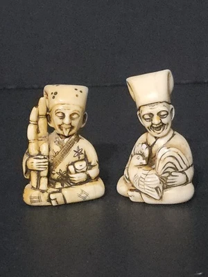 Figuras antiguas japonesas talladas a mano.  IMPRESIONANTE. DEBE VER DESCRIPCIÓN.  Estatua Foto 1 de 4