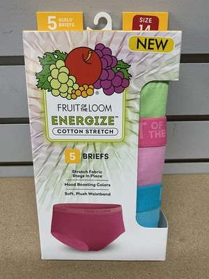 NUEVO Calzoncillos Fruit of the Loom Niñas 5pk ENERGIZE Algodón Elástico Talla 14 Foto 1 de 2