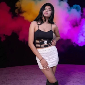 Weißer sexy Minirock - Stretch Elasthan Club Party Bodycon Ösen Mode - Bild 1 von 7