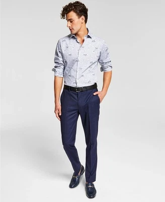 Pantalones de vestir Bar Iii para hombre corte clásico 30/30 azul marino a cuadros Foto 1 de 4