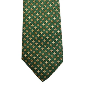 Brooks Brothers Silk Tie Green Yellow Geometric Design 56 inches Necktie - Picture 1 of 8