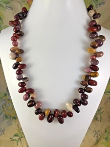 Mookaite and Agate Necklace with 925 Silver Clasp, 20" long - Picture 1 of 5