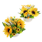 2 Pcs Simulierte Sonnenblume Plastik Grüne Künstliche Blumen