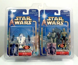 Star Wars Attack Of The Clones Action Figuren Set R2 D2 C3PO NEU SEALED  - Bild 1 von 8