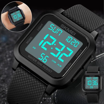 Men's Military Sports Watch LED Screen Large Digital Face Waterproof Wristwatch - Image 1 of 4
