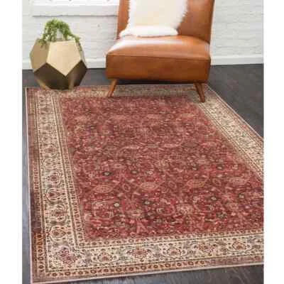 Traditional Geometric Medallion Border Machine Washable Area Rugs or Runner Rug - Image 1 of 4