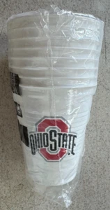 Ohio State Plastic Cups 16 oz White Plastic Officially Licensed Pack of 8 - Picture 1 of 3