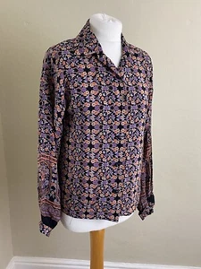 BLUSA FLORAL VINTAGE AÑOS 70 DAWN BREAKERS de DIANA MACKINNON púrpura/naranja 12 - Imagen 1 de 12