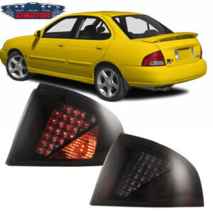 For 2000-2003 Nissan Sentra LED Tail Lights Left+Right Black Smoke Lens Pair