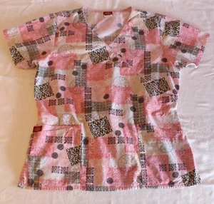 Scrubs Top - Women's Dickies Apron Tie Style - Pink & Gray - Size MEDIUM - Picture 1 of 6