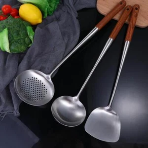 Turner Wok Pentole Utensili da Cucina Skimmer Cucchiaio Mestolo Set Utensili Utensili da Cucina - Foto 1 di 16