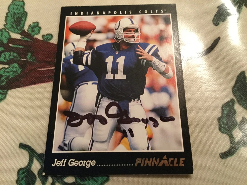 1993 Pinnacle Jeff George Autographed Football Card Colts Vikings Illinois - Image 1 of 1