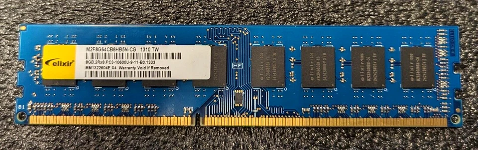 8 GB Elixir DDR3 PC RAM Memory 1x 8GB PC3-10600U 9-11-B0 M2F8G64CB8HB5N-CG 1333 - Image 1 of 3