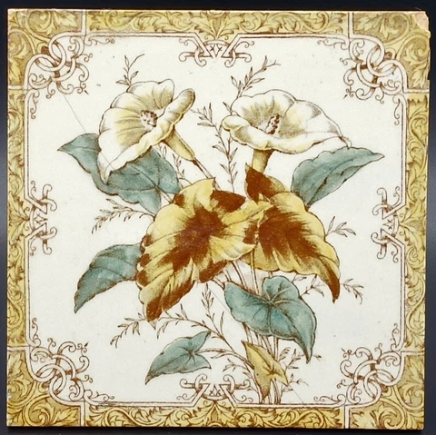 Antique Fireplace Tile Lilies by The Decorative Art Tile Co C1880 Cover