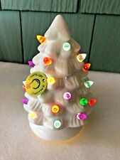 Ashland Tiny Treasures Mini White Ceramic LIGHT UP Christmas Tree Battery 5.5"