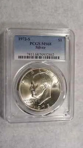 1972 S EISENHOWER Dollar PCGS MS68 SILVER UNCIRCULATED IKE $1 Coin - Picture 1 of 4