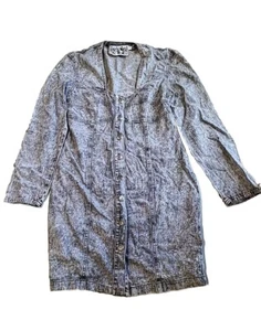 Vintage Soho MetClub 80's/90's Small Dress Hip Hop Button Up Black Acid Wash Vtg - Picture 1 of 8