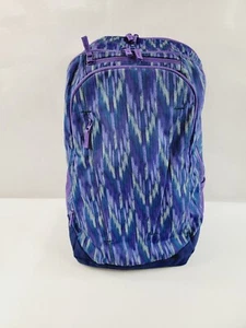 Lands End Adult Purple Striped Computer Laptop Multi-Pocket Backpack - Afbeelding 1 van 8