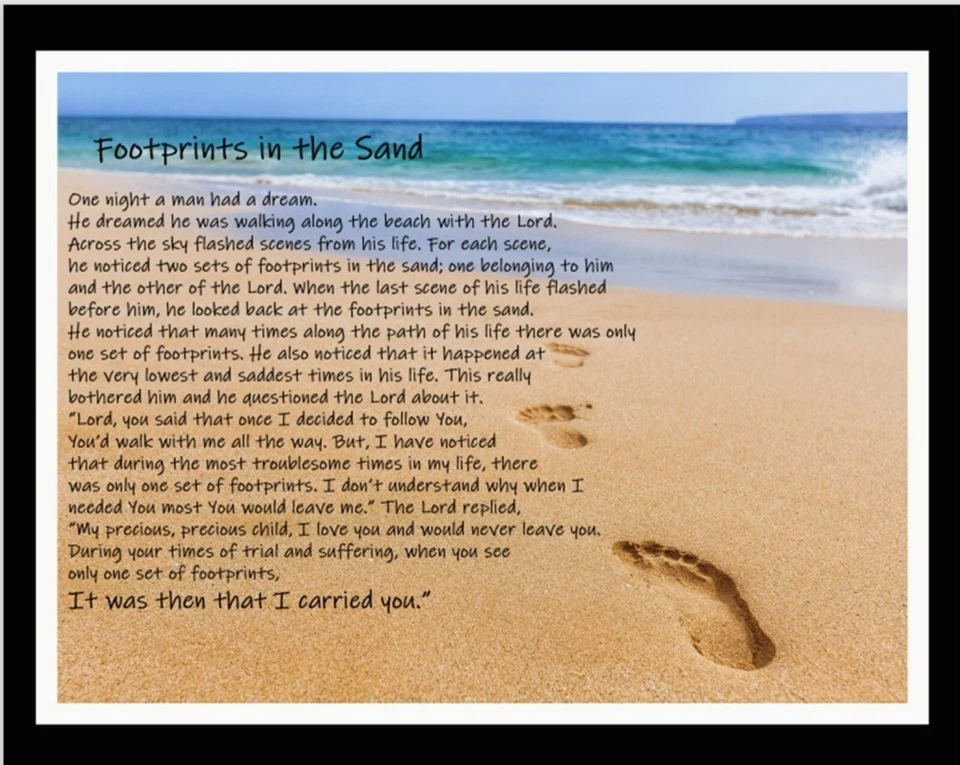 Huellas en la arena fe espiritual edredón superior pared colgante panel tela Foto 1 de 1