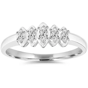 1/4Ct Marquise Natural Diamond Ring 10K White Gold - Picture 1 of 5