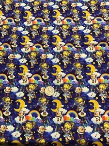 Maßgeschneidert RAINBOW BRITE auf blauem Baumwollstoff 18x21" Fat Quarter - Bild 1 von 1