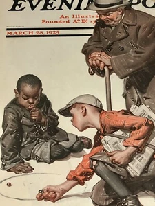 1925 Saturday Evening Post Marbles Game J C Leyendecker Art Front Cover Only - Picture 1 of 9