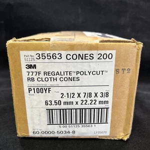 3M 777F Regalite Polycut R/B Cloth Sanding Cones, P100 Grit, QTY 200 - NOS - Picture 1 of 4