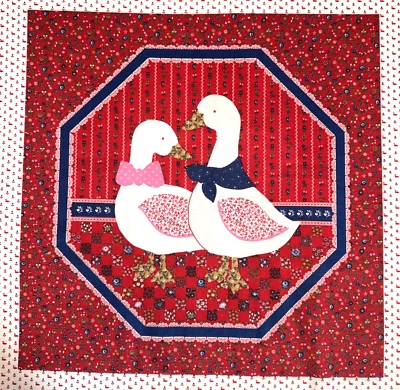 Vintage Cranston VIP Country Cotton Red White Duck Goose Fabric Cheater Quilt 16