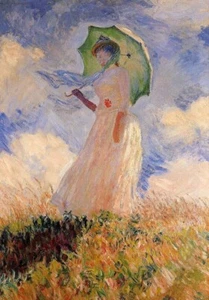 Charming Oil painting Claude Monet - Woman with a Parasol in summer landscape - Picture 1 of 5