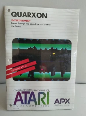 Quarxon; Atari 400/800/XL/XE; Disk w/manual APX-20174; Paperback - Image 1 of 2