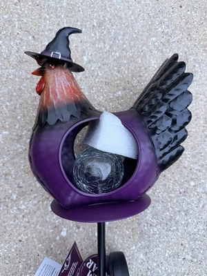 Estaca solar de jardim bruxa Halloween craquelada roxa clara nova - Imagem 1 de 3