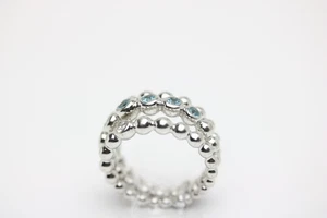 Wempe by Kim 3er Ring aus 750 Weißgold mit 2 Brillanten und Blauen Steinen - Picture 1 of 6