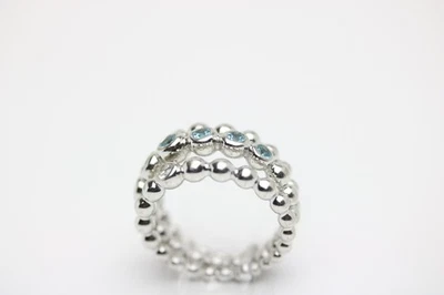 Wempe by Kim 3er Ring aus 750 Weißgold mit 2 Brillanten und Blauen Steinen - Bild 1 von 4