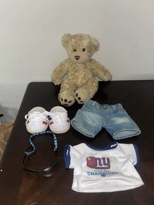 BAB Build a Bear LOT Bear & 4 Clothing pcs Shoes Shirt Jeans Glasses Great Shape - Picture 1 of 19