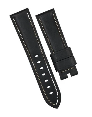 Original Panerai Cuero Liso Negro con Costuras Blancas Banda 22mm x 20mm Foto 1 de 4